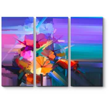 Модульная картина Цветочная абстракция, букет гербер
