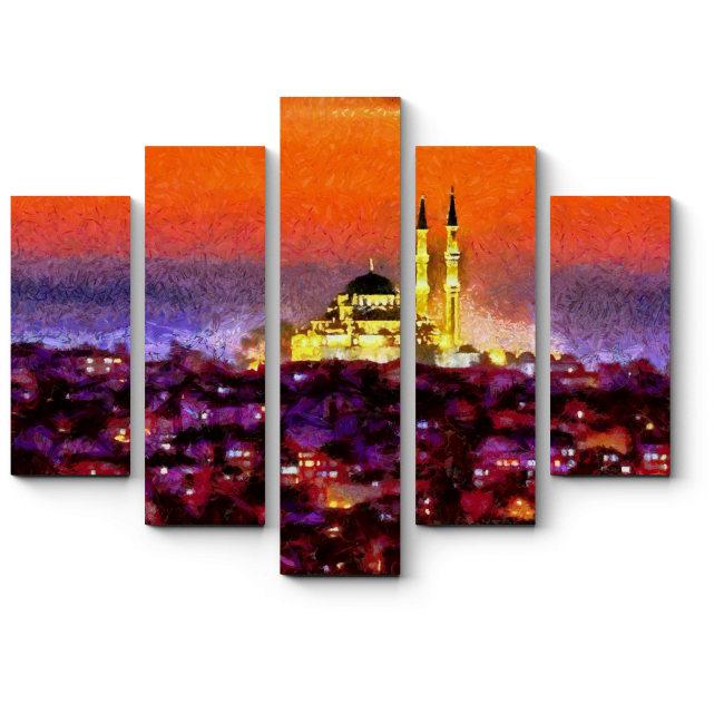 Модульная картина Сияющий Стамбул ночью