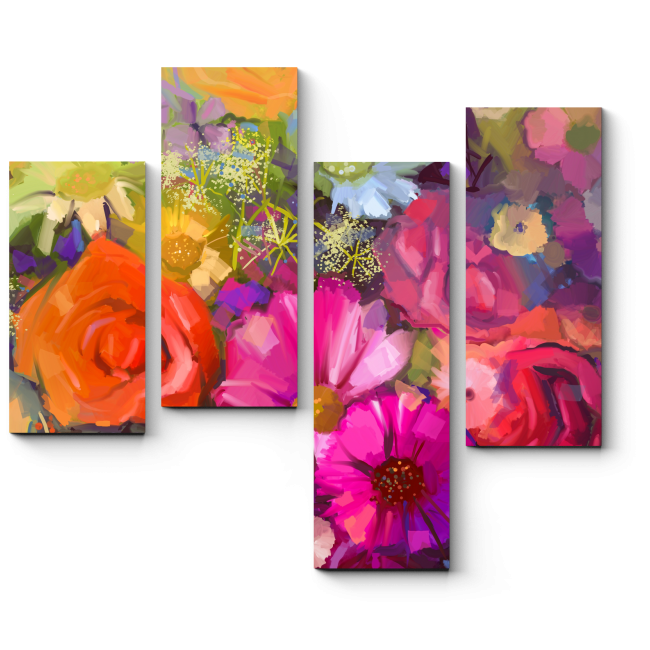 Модульная картина Яркий букет цветов