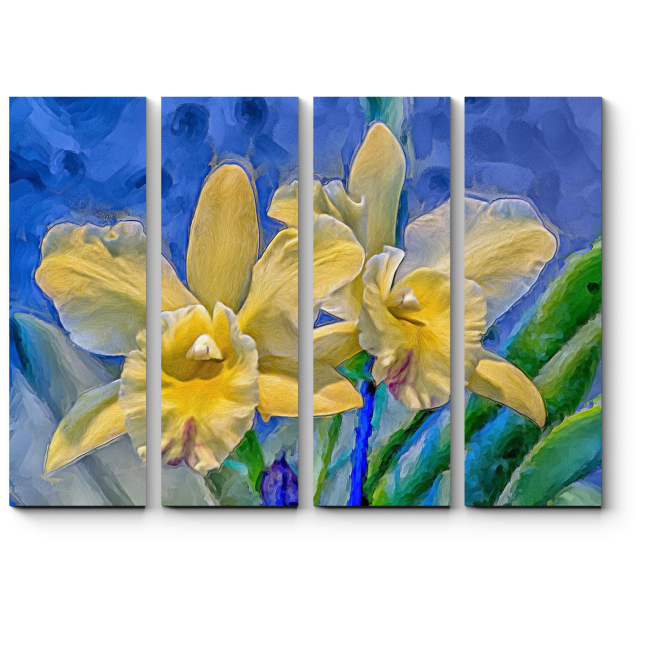 Модульная картина Нежные желтые орхидеи