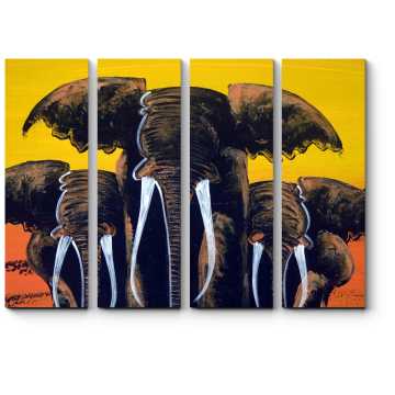 Модульная картина Могучее трио слонов