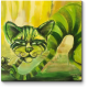 Зеленый полосатый кот