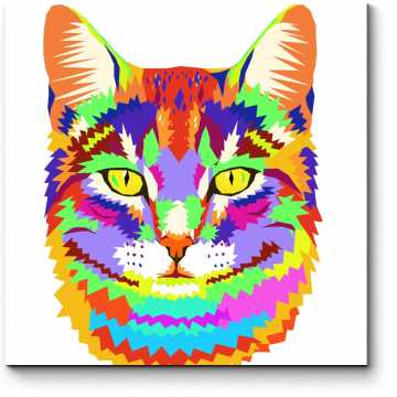 Модульная картина Портрет радужного кота