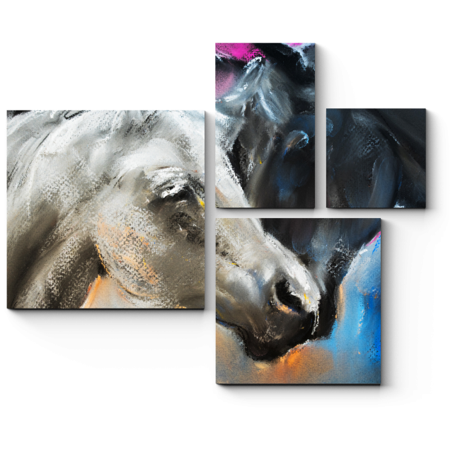 Модульная картина Влюбленная пара лошадей