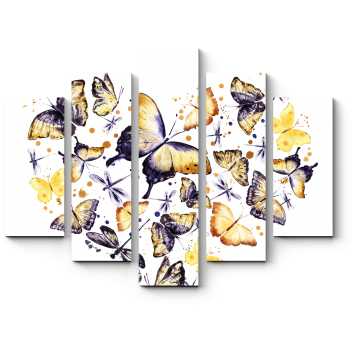 Модульная картина Винтажные бабочки