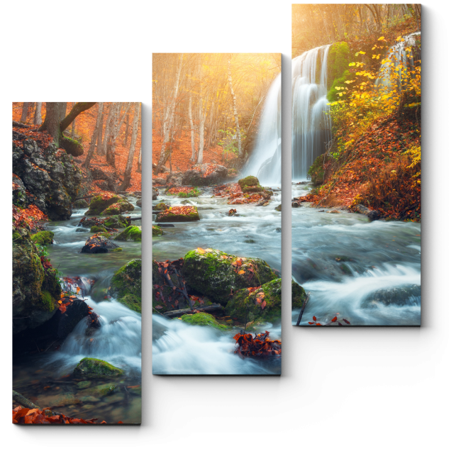 Модульная картина Прекрасный осенний водопад