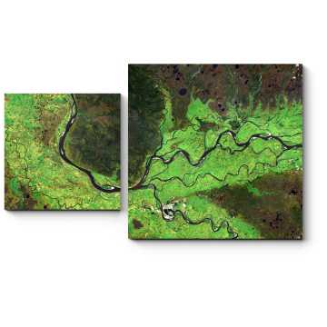 Модульная картина Карта рек