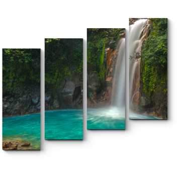Модульная картина Лазурь вод затерянного водопада, Коста Рика