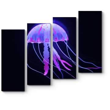 Модульная картина Светящаяся неоновая медуза