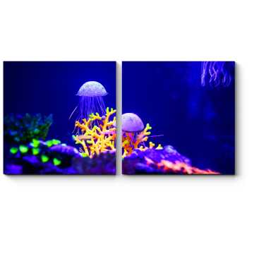 Модульная картина Яркий мир кораллов и медуз