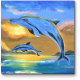 Модульная картина Дельфины на закате, масло