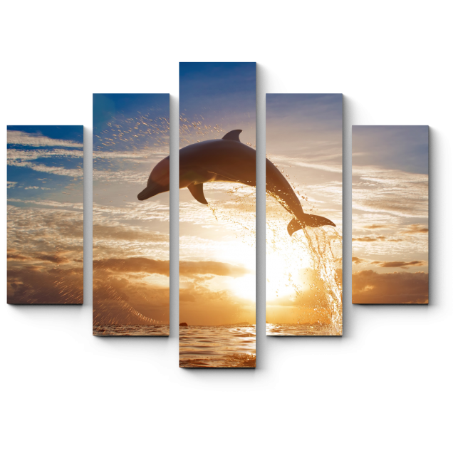 Модульная картина Завораживающий прыжок дельфина на закате