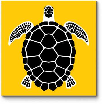 Модульная картина Черно-желтая арт черепаха