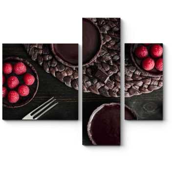 Модульная картина Шоколадный пирог с малиной