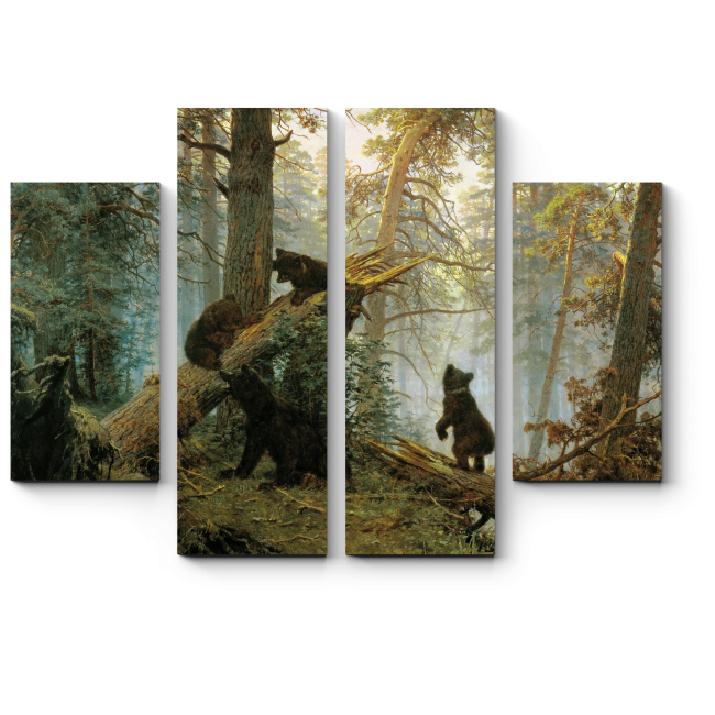 Модульная картина Утро в сосновом лесу, Иван Шишкин