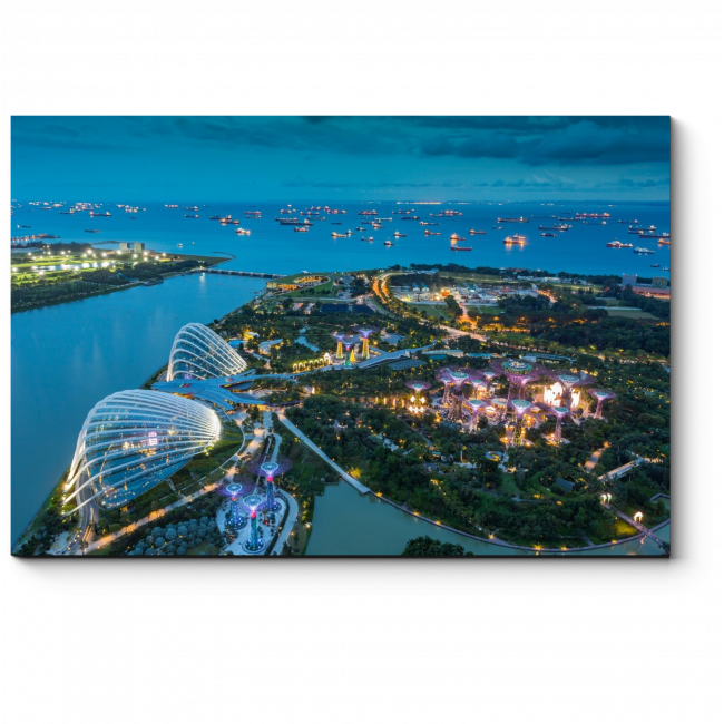 Модульная картина Пролетая над ночным Сингапуром
