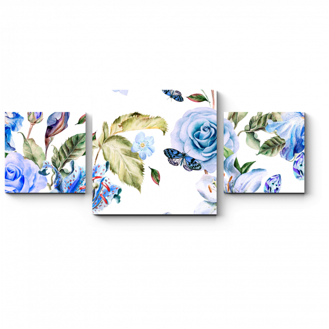 Модульная картина Голубые цветы