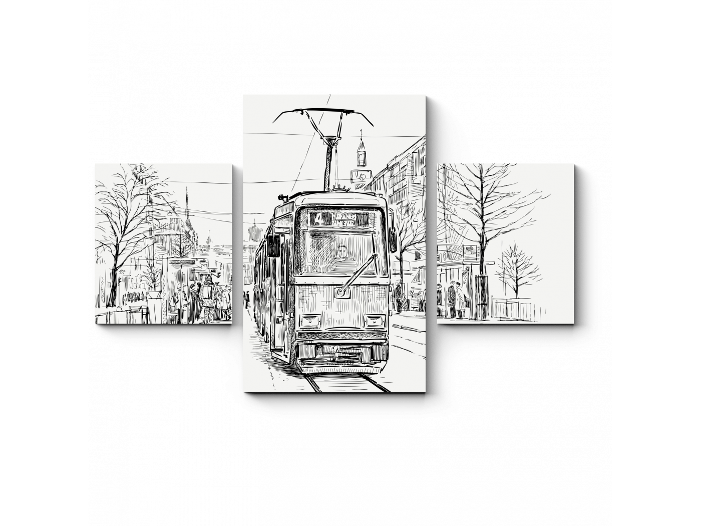 

Модульная картина Picsis, Городской пейзаж в черно-белом (20x20)
