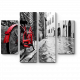 Модульная картина Красный велосипед на мощенной улице