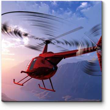 Модульная картина Красный вертолет