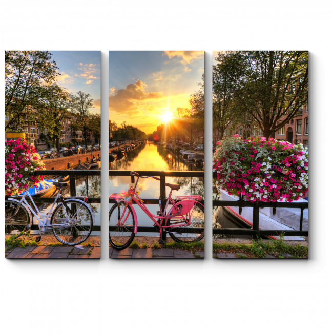 Модульная картина Прекрасный закат в Амстердаме