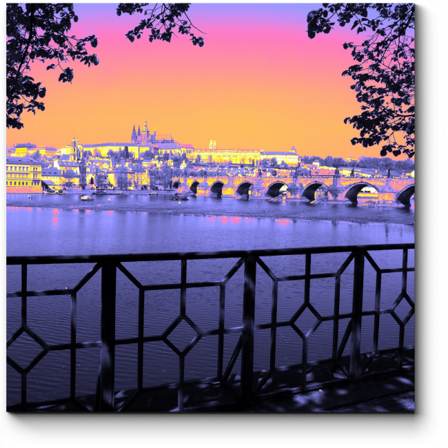 Модульная картина Радужный закат над Прагой