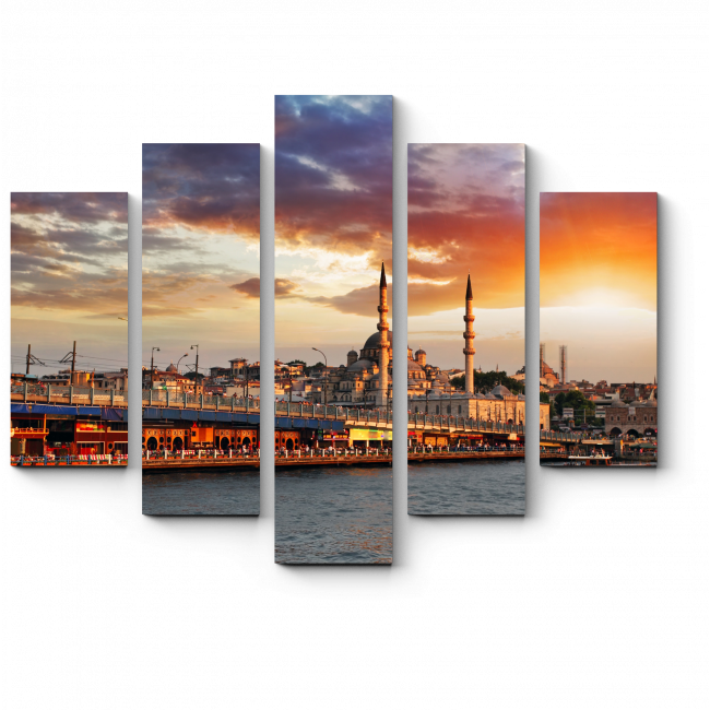 Модульная картина Захватывающий вид на закатный Стамбул