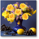Модульная картина Виноград, лимоны и желтые розы