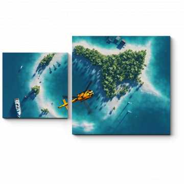 Модульная картина Тропический остров с высоты