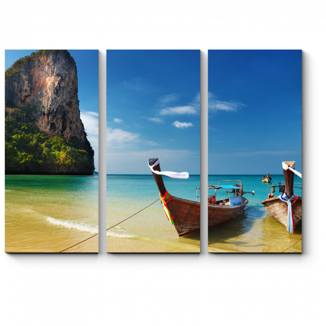 Модульная картина Лодки на пляже в Таиланде